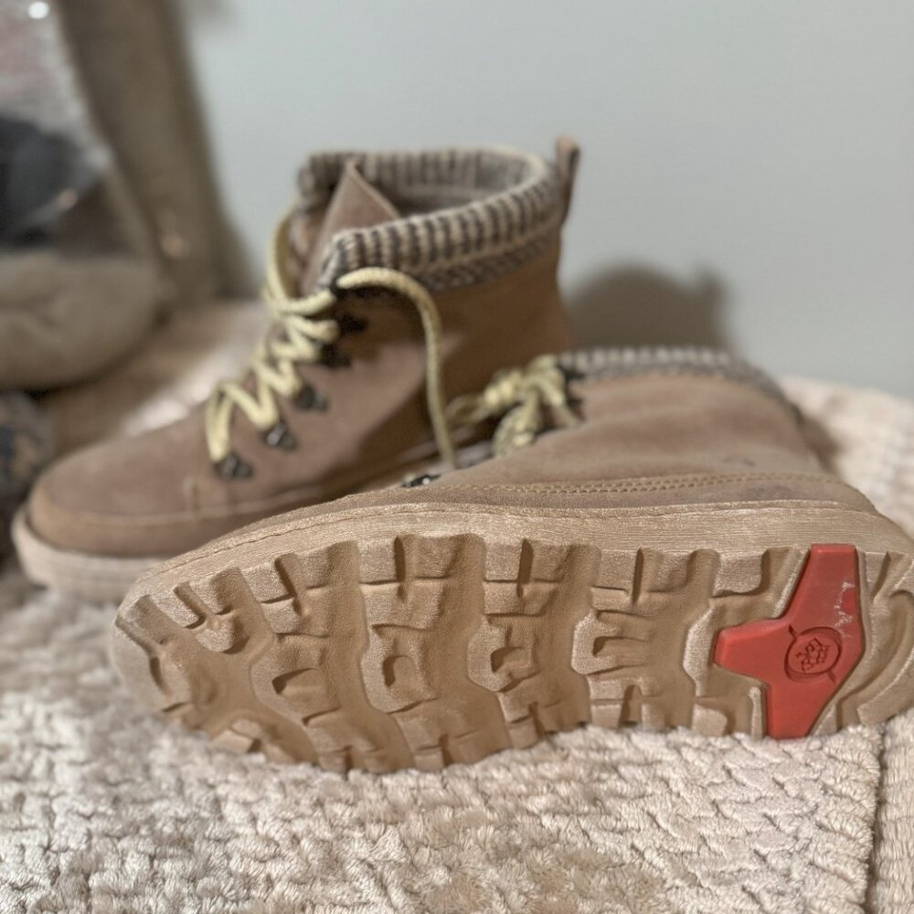 Born Tan Ankle Boots with Knit Cuff - Picture 4 of 5